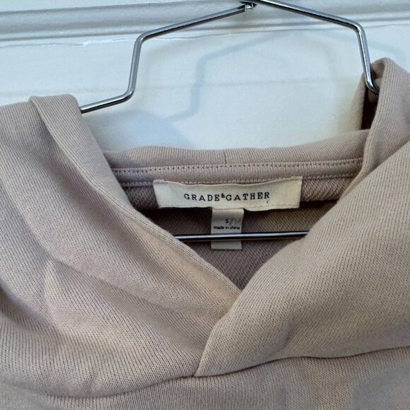Grade & Gather Luxury Boutique Beige / Tan Oversized Hooded Sweatshirt - S / M - Picture 2 of 3